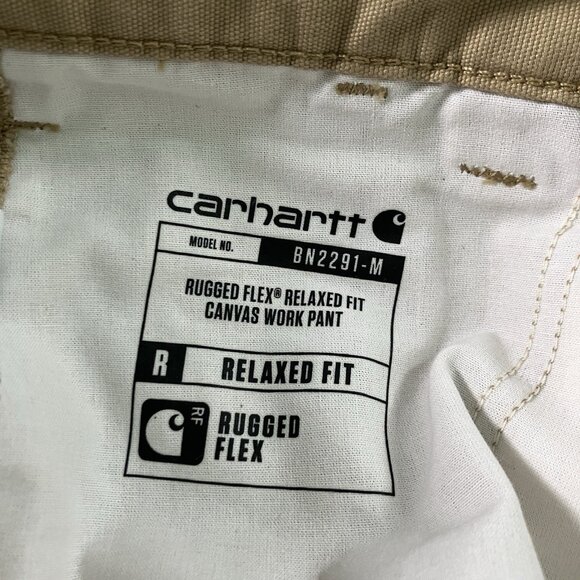 Carhartt Pants Mens 33x28 Rugged Flex Relaxed Fit Tan Canvas Workwear - Picture 8 of 12